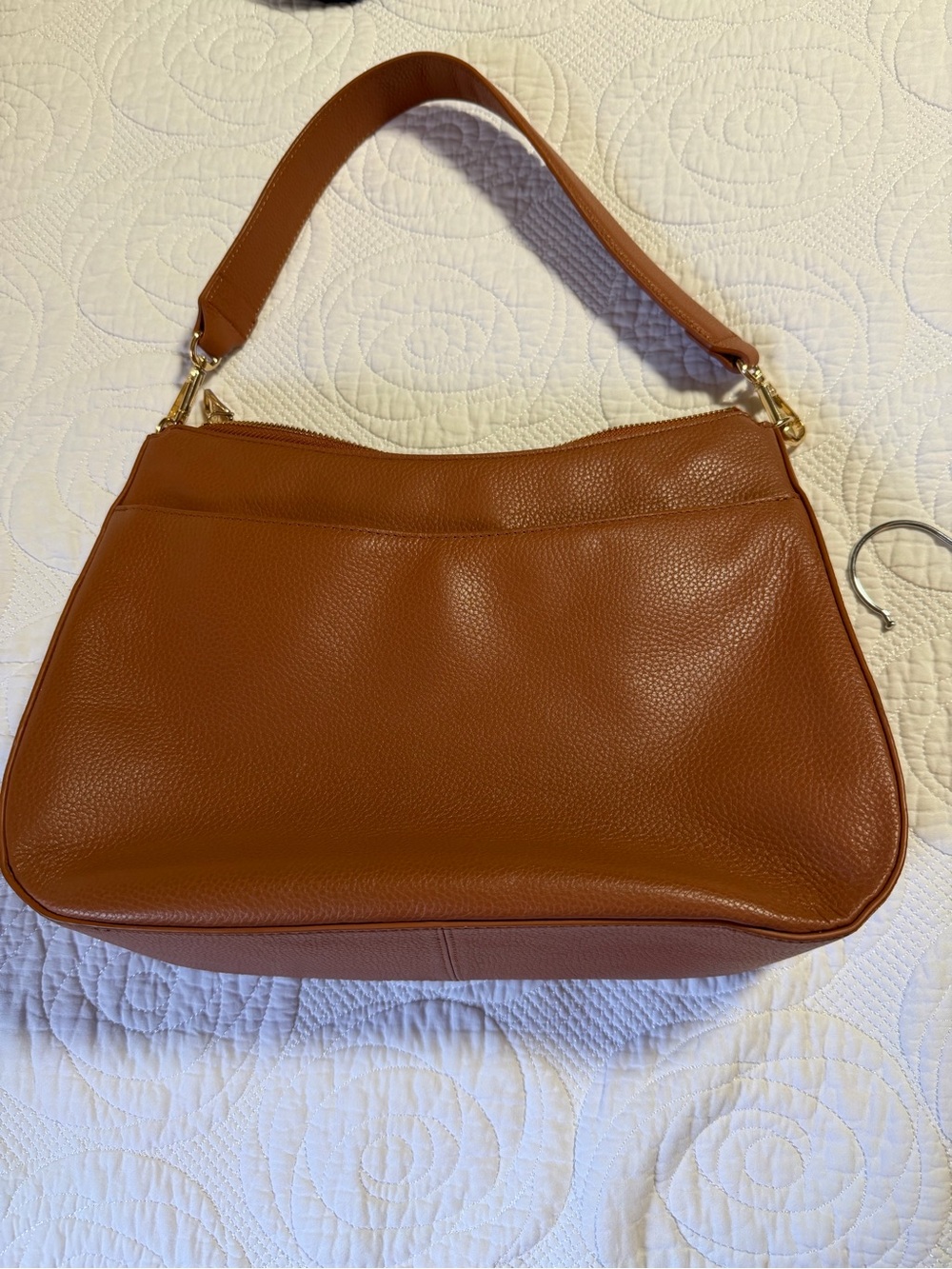 Brooks Brothers Pebbled Leather Shoulder Bag in Cognac